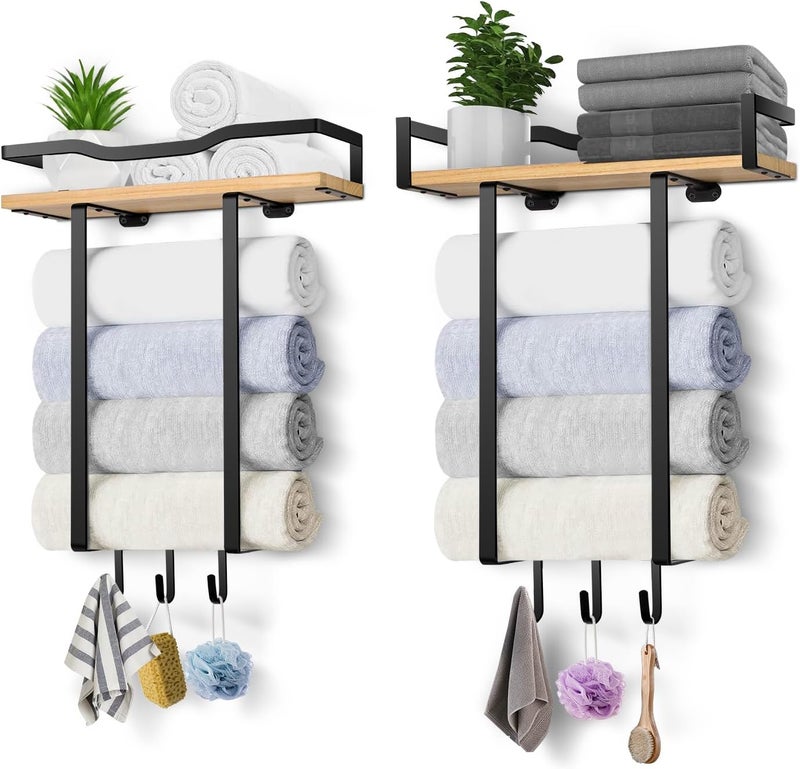 BSNBIC Towel Racks for Bathroom, Wall Mounted Towel Rack for Bathroom, Wall Towel Rack for Rolled Towels, Towel Storage for Small Decor-Black - Image 5